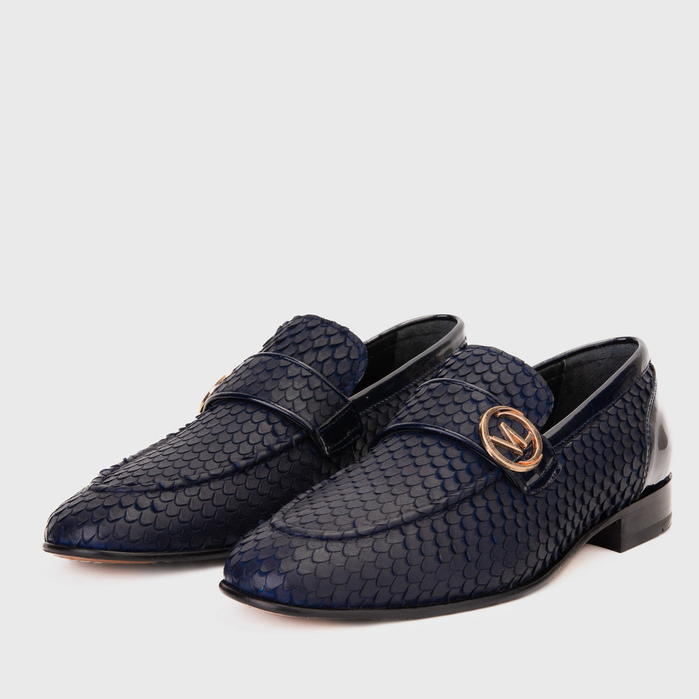 The Monarch Navy Blue Leather Dress Shoe - Vinci Leather