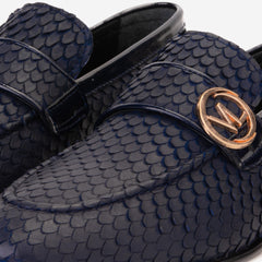 The Monarch Navy Blue Leather Dress Shoe - Vinci Leather
