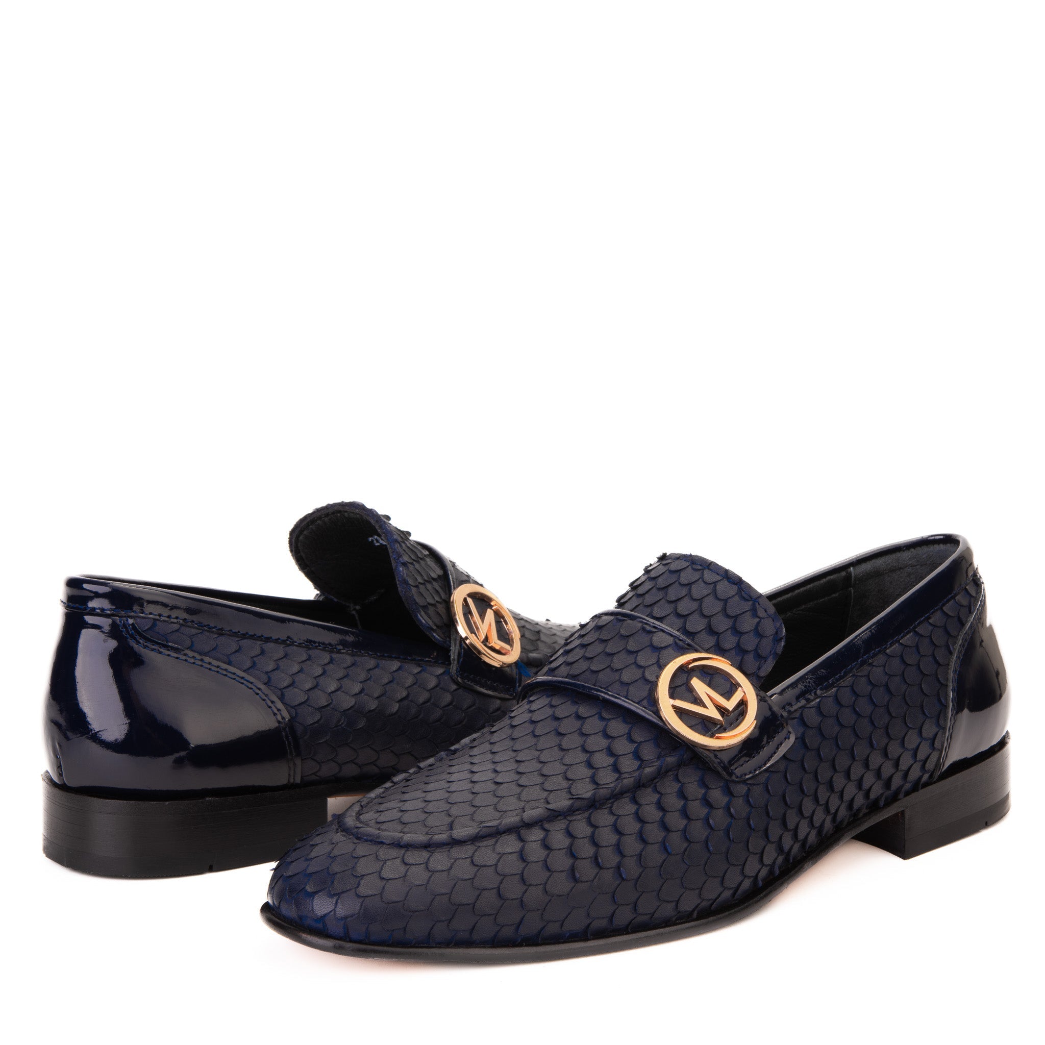 The Monarch Navy Blue Leather Dress Shoe - Vinci Leather
