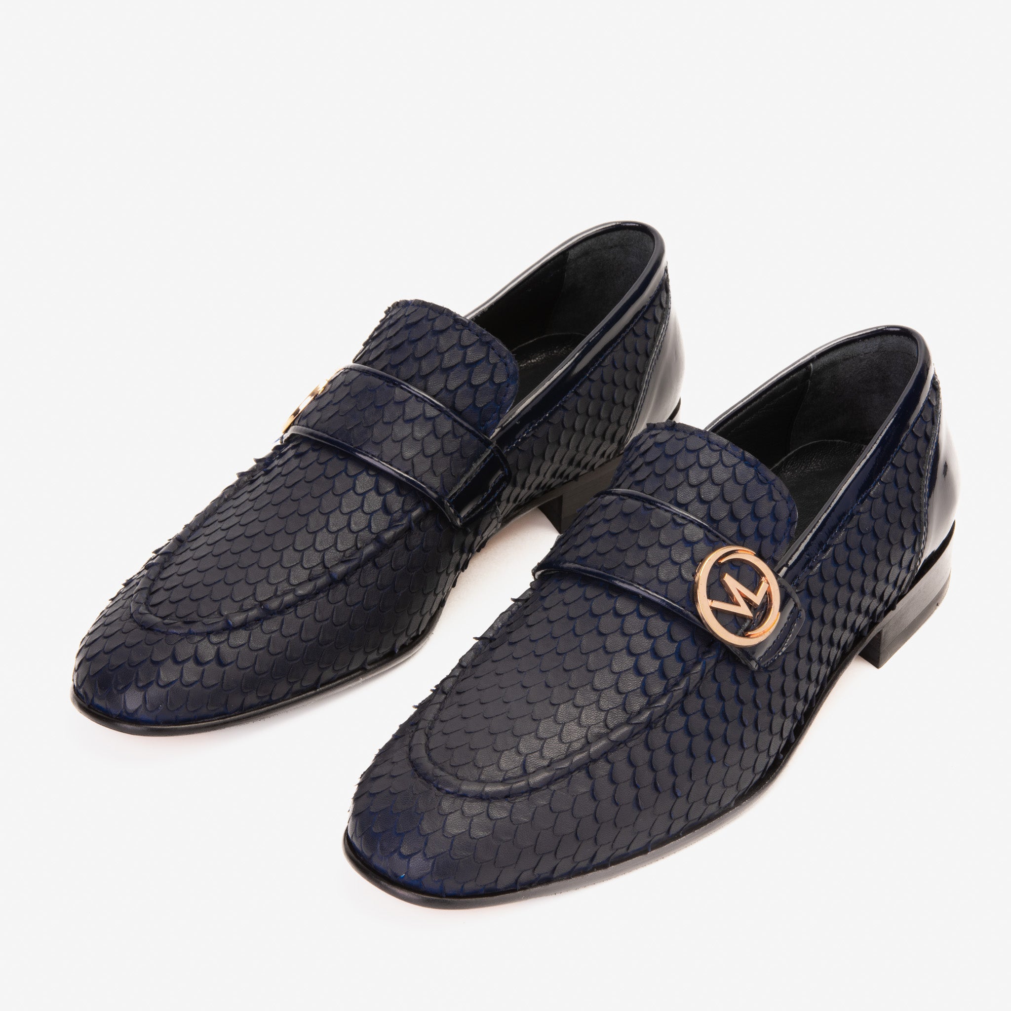 The Monarch Navy Blue Leather Dress Shoe - Vinci Leather