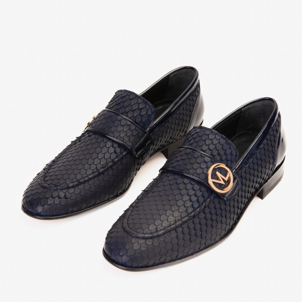 The Monarch Navy Blue Leather Dress Shoe - Vinci Leather