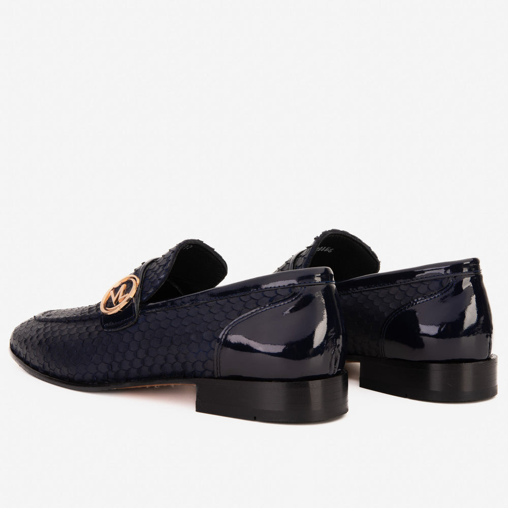 The Monarch Navy Blue Leather Dress Shoe - Vinci Leather