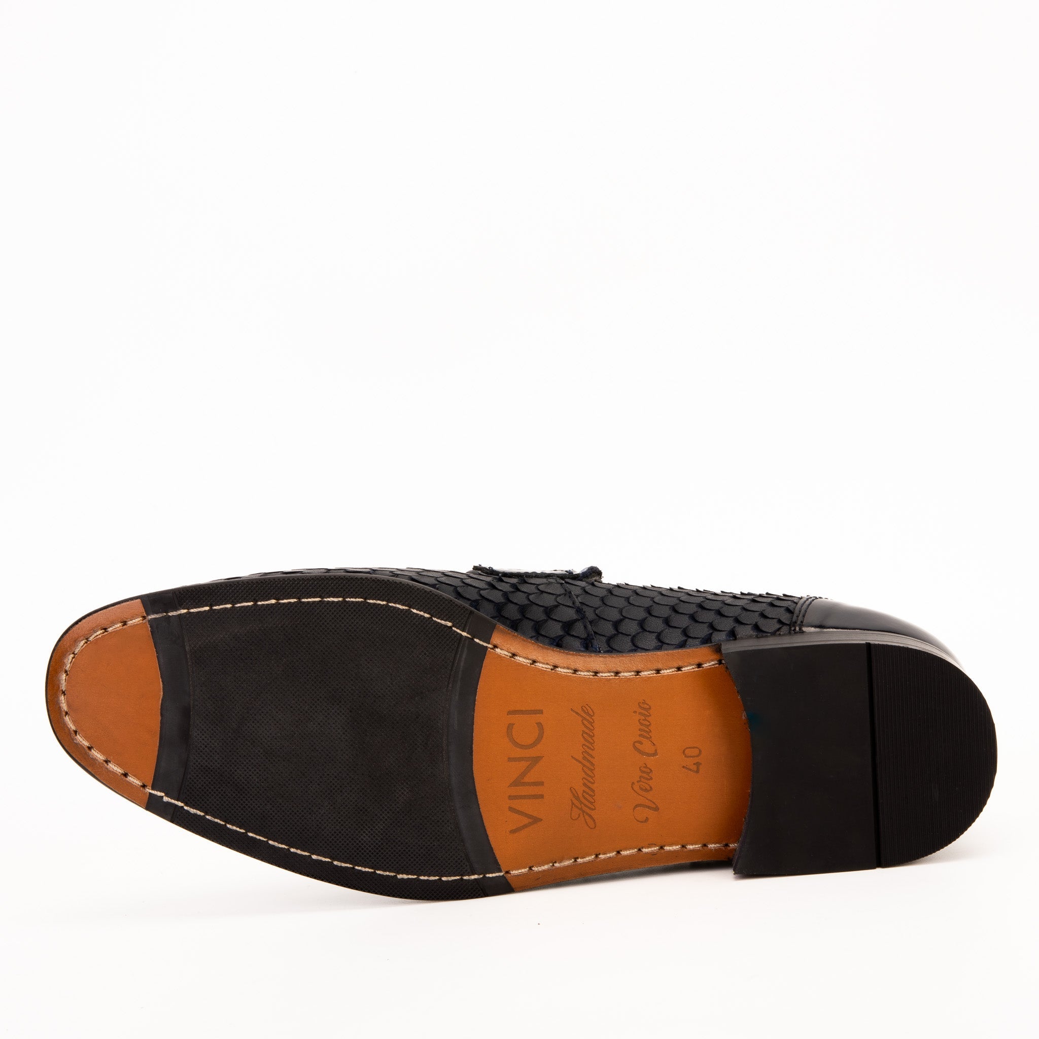 The Monarch Navy Blue Leather Dress Shoe - Vinci Leather