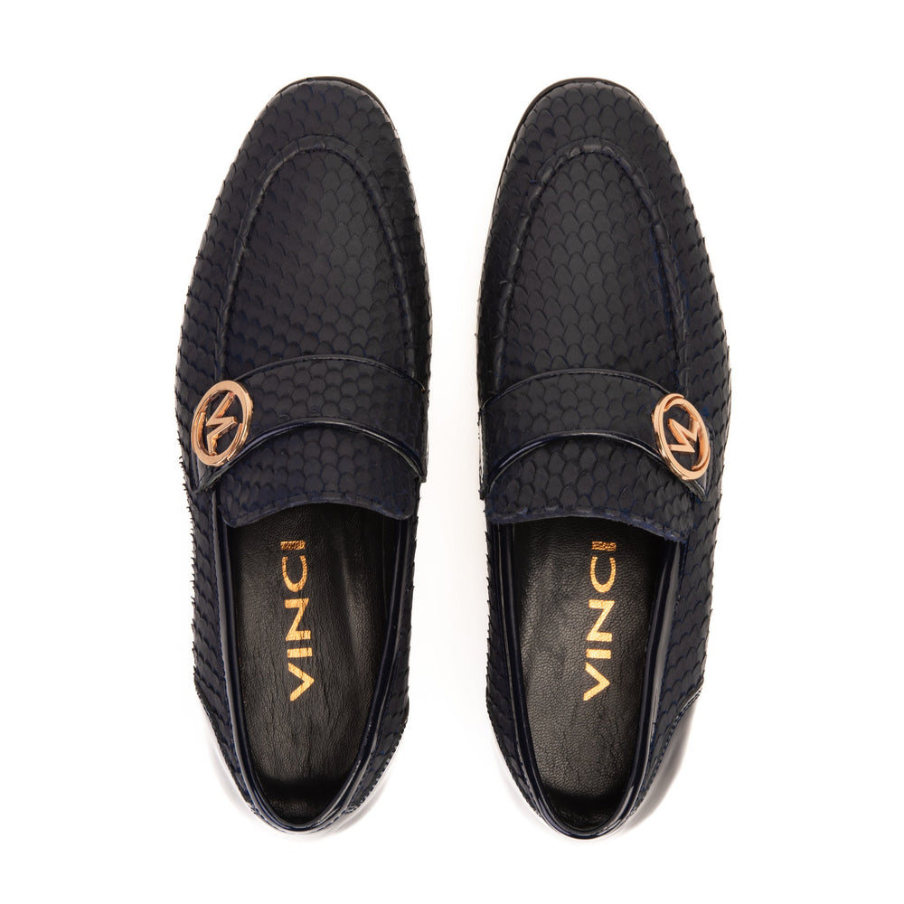 The Monarch Navy Blue Leather Dress Shoe - Vinci Leather
