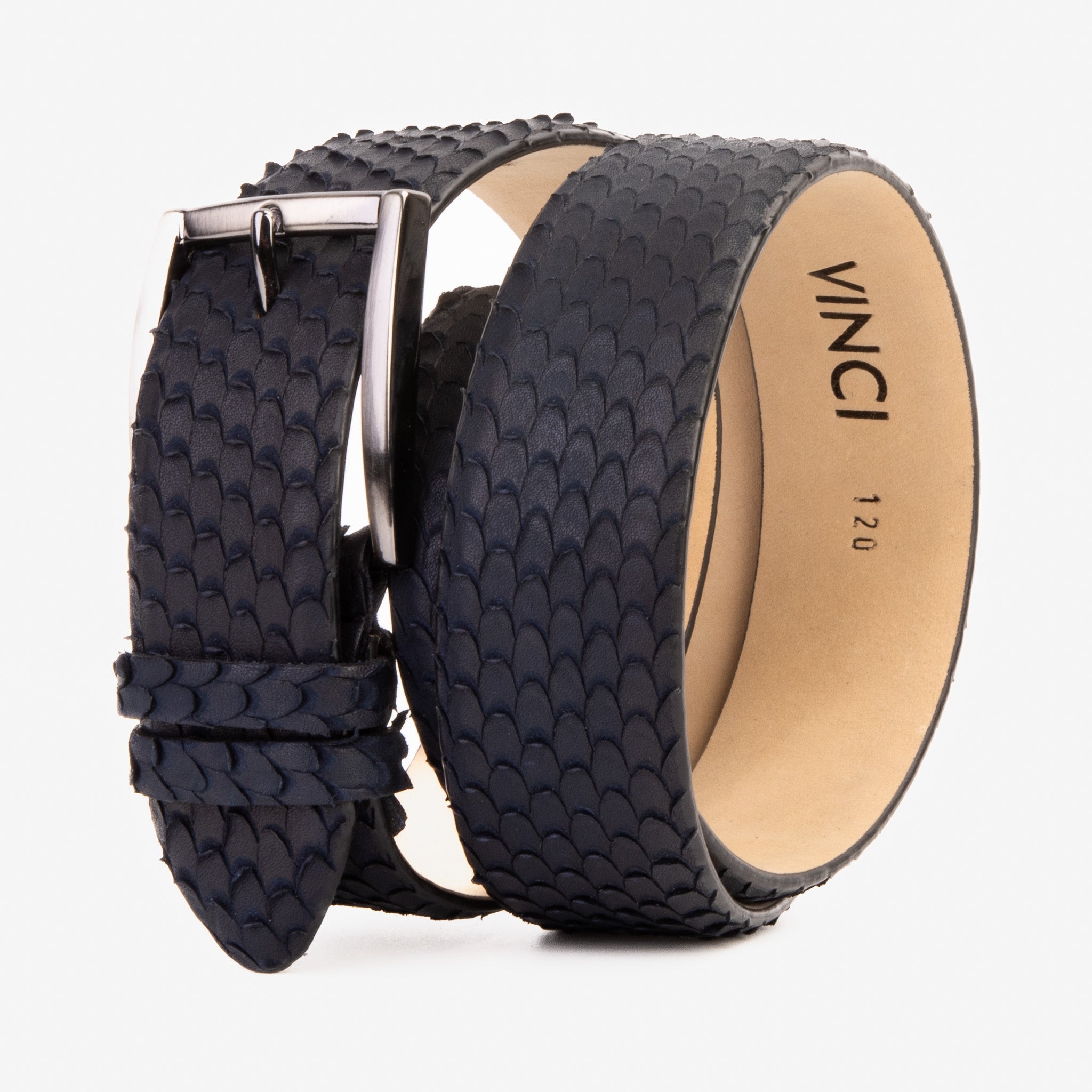 The Majesty Navy Blue Leather Belt - Vinci Leather