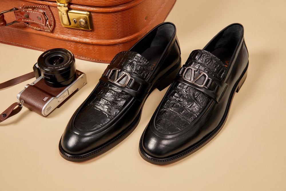 Amsterdam Black Bit Loafer Shoe - Vinci Leather