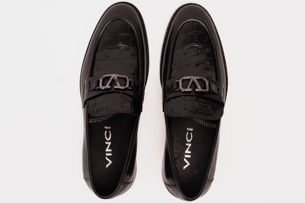 Amsterdam Black Bit Loafer Shoe - Vinci Leather