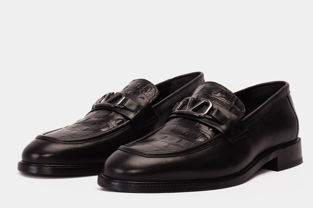 Amsterdam Black Bit Loafer Shoe - Vinci Leather