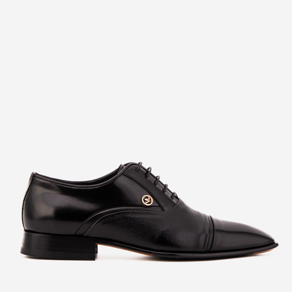The Rockwell Handmade Black Leather Cap Toe Oxford Shoe - Vinci Leather