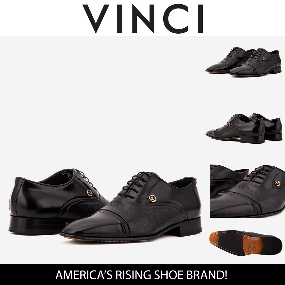 The Rockwell Handmade Black Leather Cap Toe Oxford Shoe - Vinci Leather