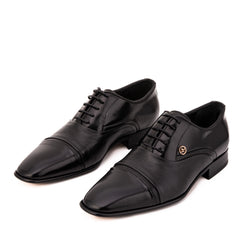 The Rockwell Handmade Black Leather Cap Toe Oxford Shoe - Vinci Leather