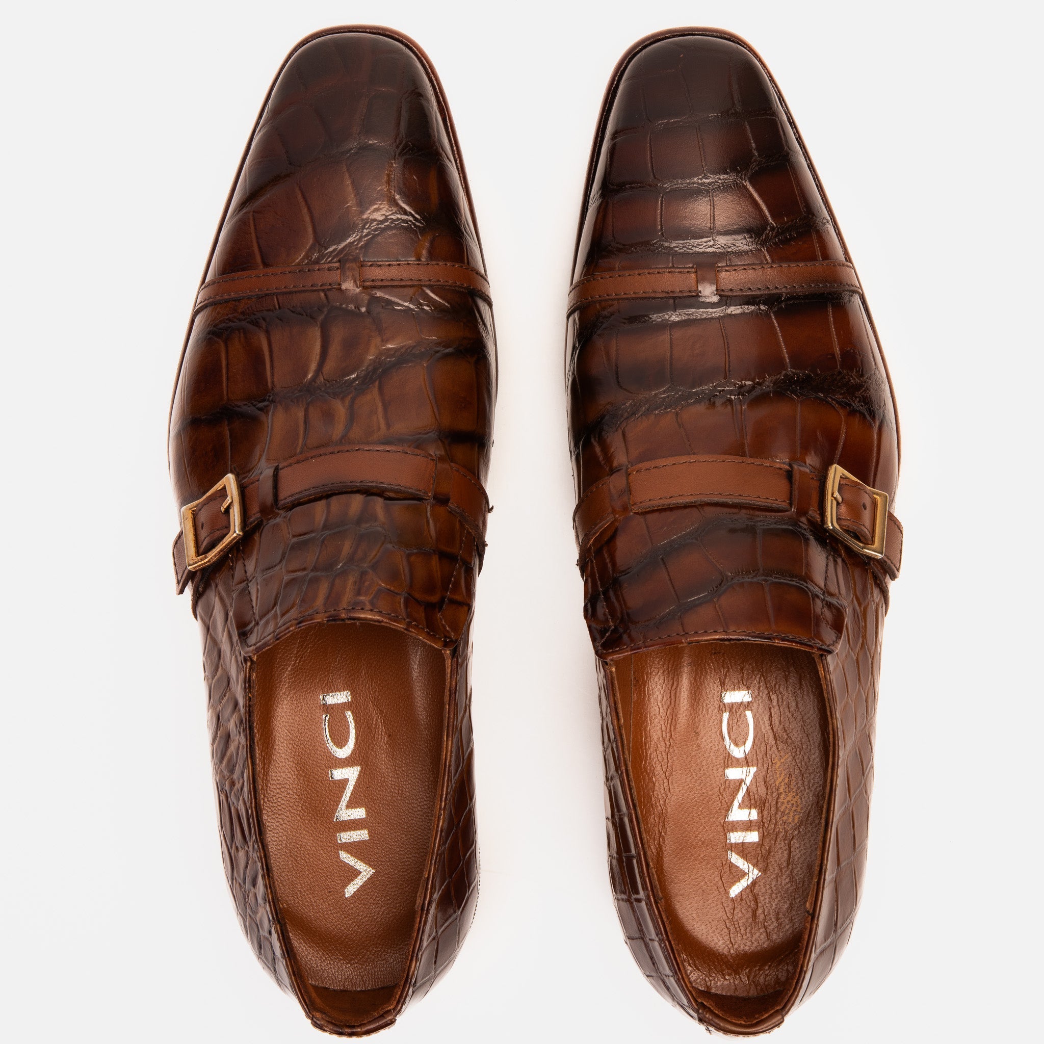 The Strat Single Monk Strap Cap Toe Brown Leather Handmade Shoe - Vinci Leather
