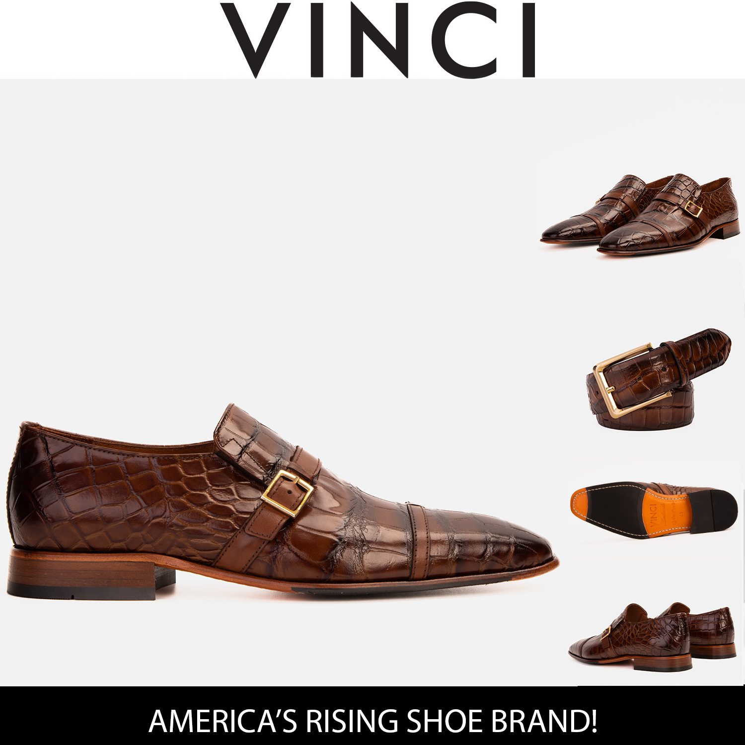 The Strat Single Monk Strap Cap Toe Brown Leather Handmade Shoe - Vinci Leather