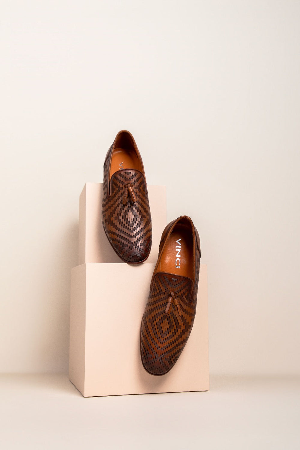 The Meram Brown Leather Tassel Slip-On Loafer Shoe - Vinci Leather