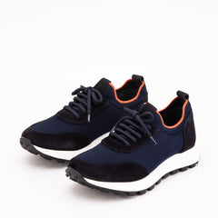 The Berlin Navy Suede Leather Sneaker - Vinci Leather