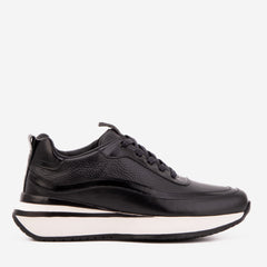 The Modena Black Leather Sneaker - Vinci Leather