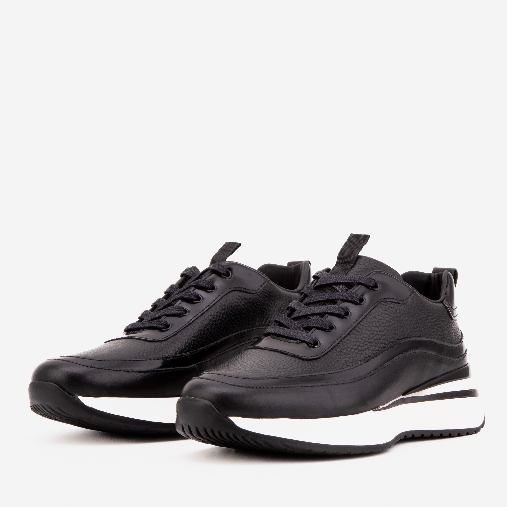 The Modena Black Leather Sneaker - Vinci Leather