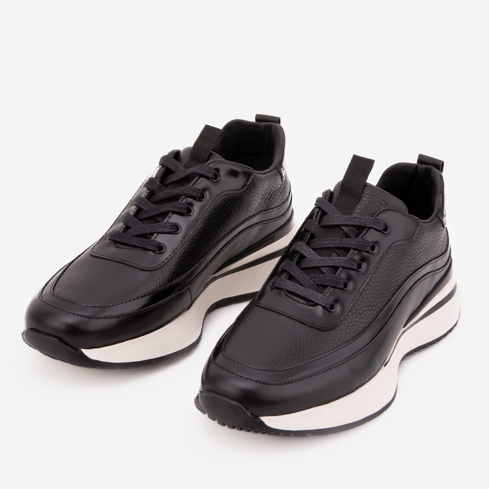 The Modena Black Leather Sneaker - Vinci Leather