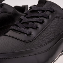 The Modena Black Leather Sneaker - Vinci Leather