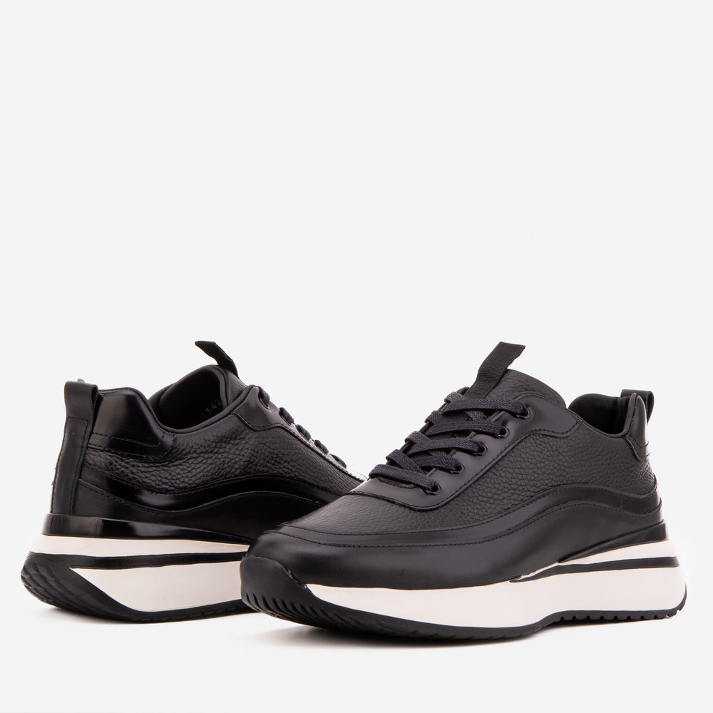 The Modena Black Leather Sneaker - Vinci Leather