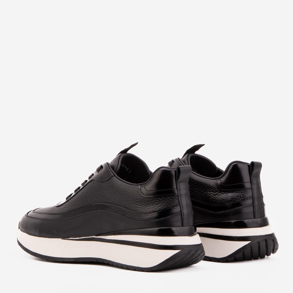 The Modena Black Leather Sneaker - Vinci Leather