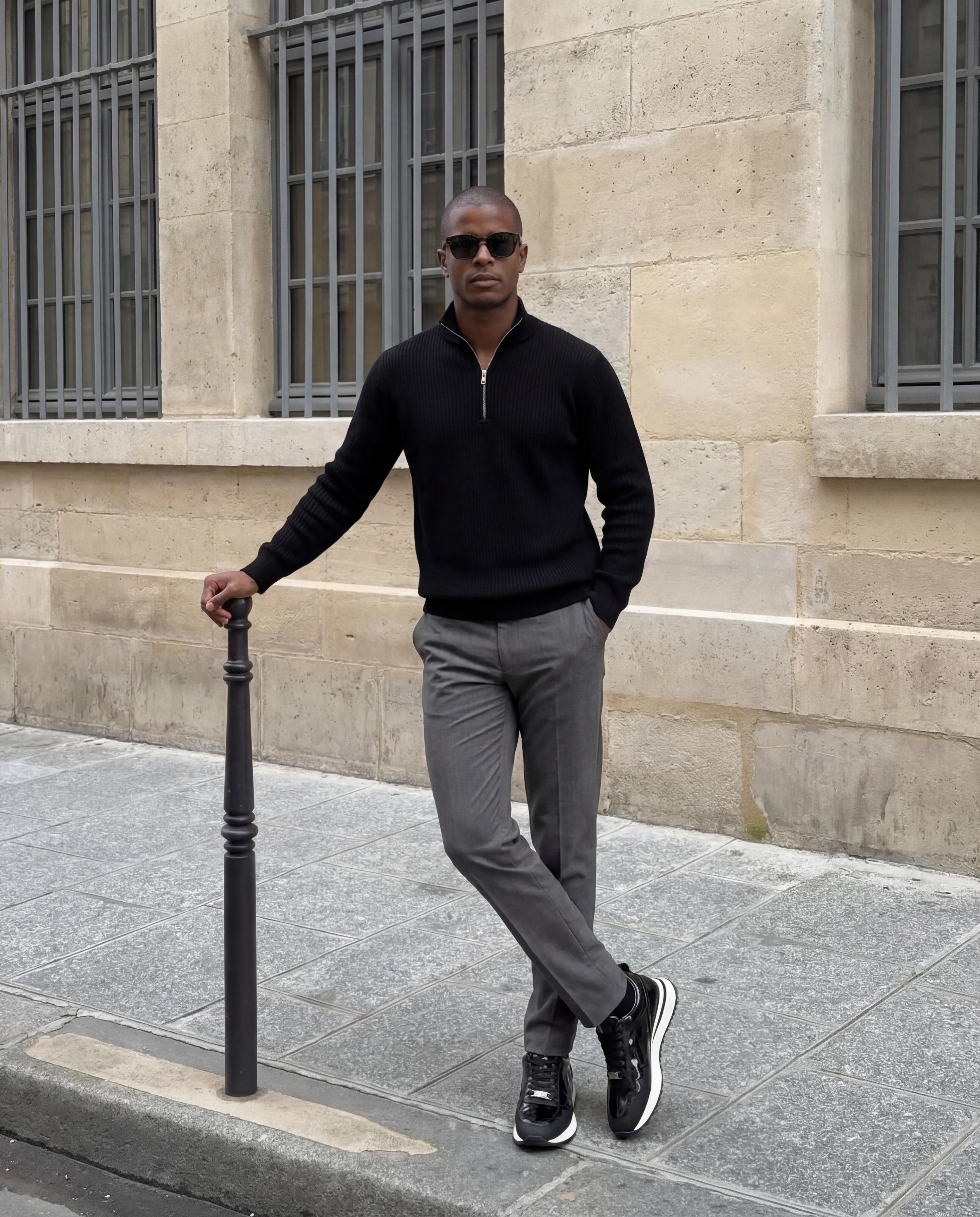 The Veneto Black Leather Sneaker - Vinci Leather