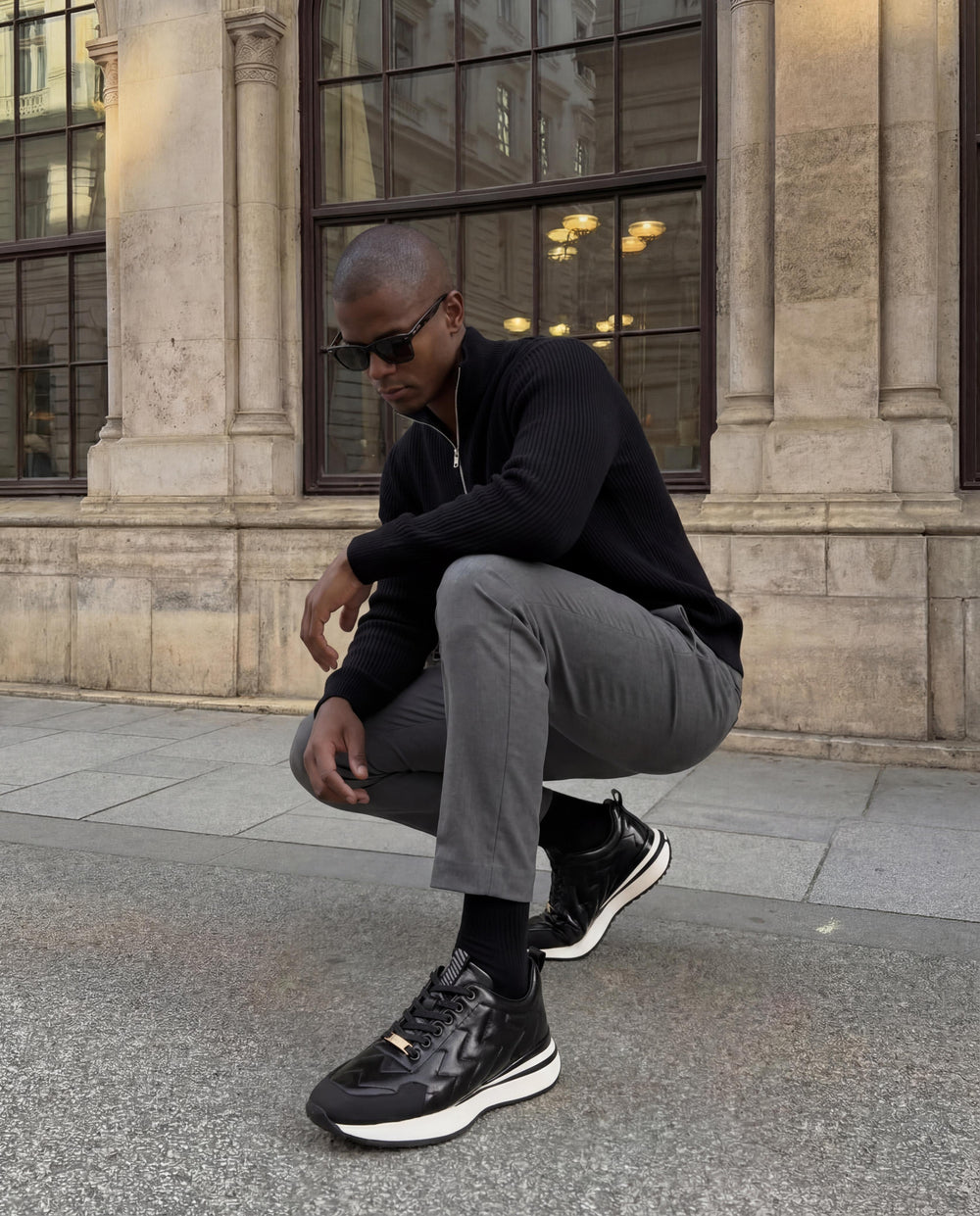 The Veneto Black Leather Sneaker - Vinci Leather
