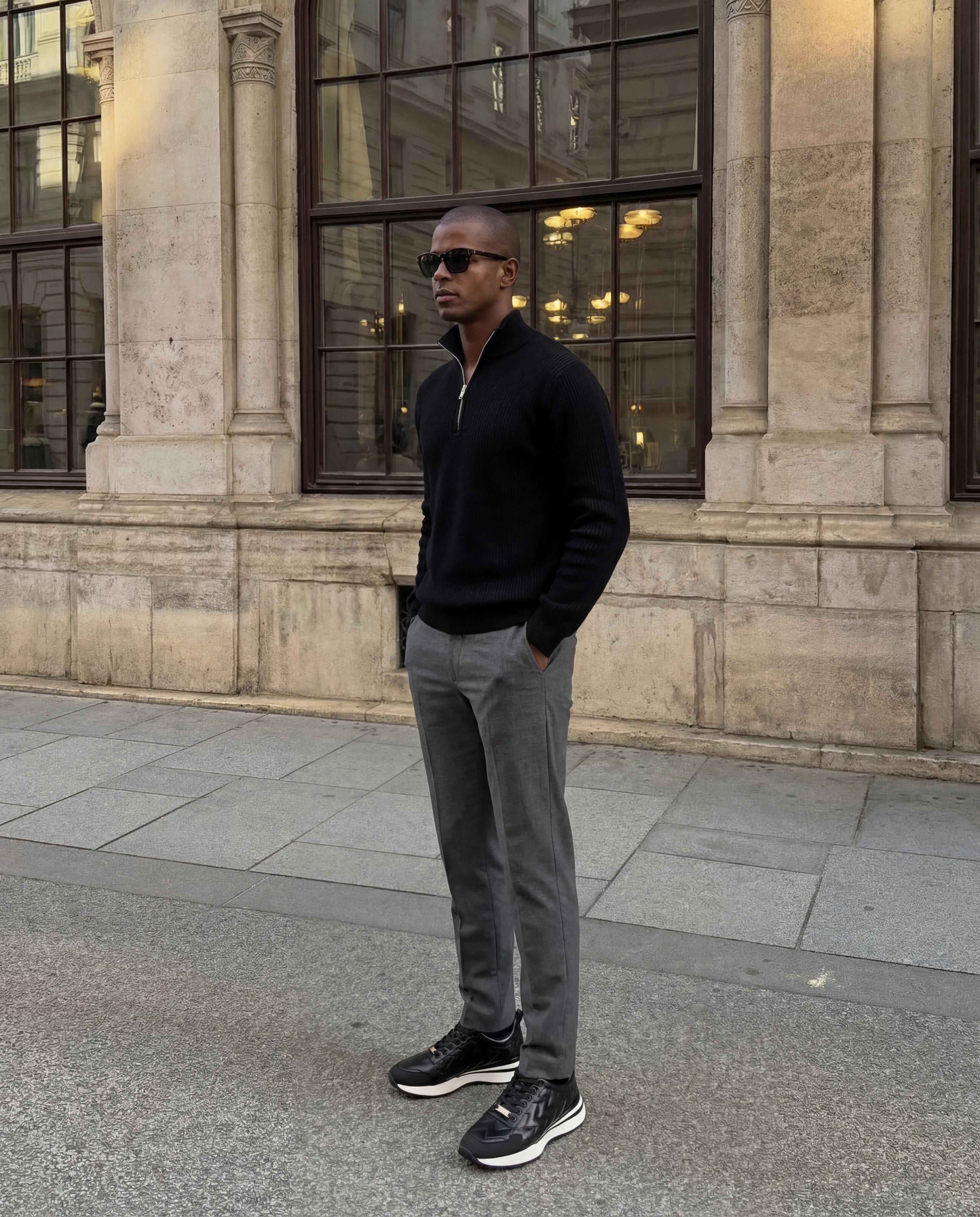 The Veneto Black Leather Sneaker - Vinci Leather