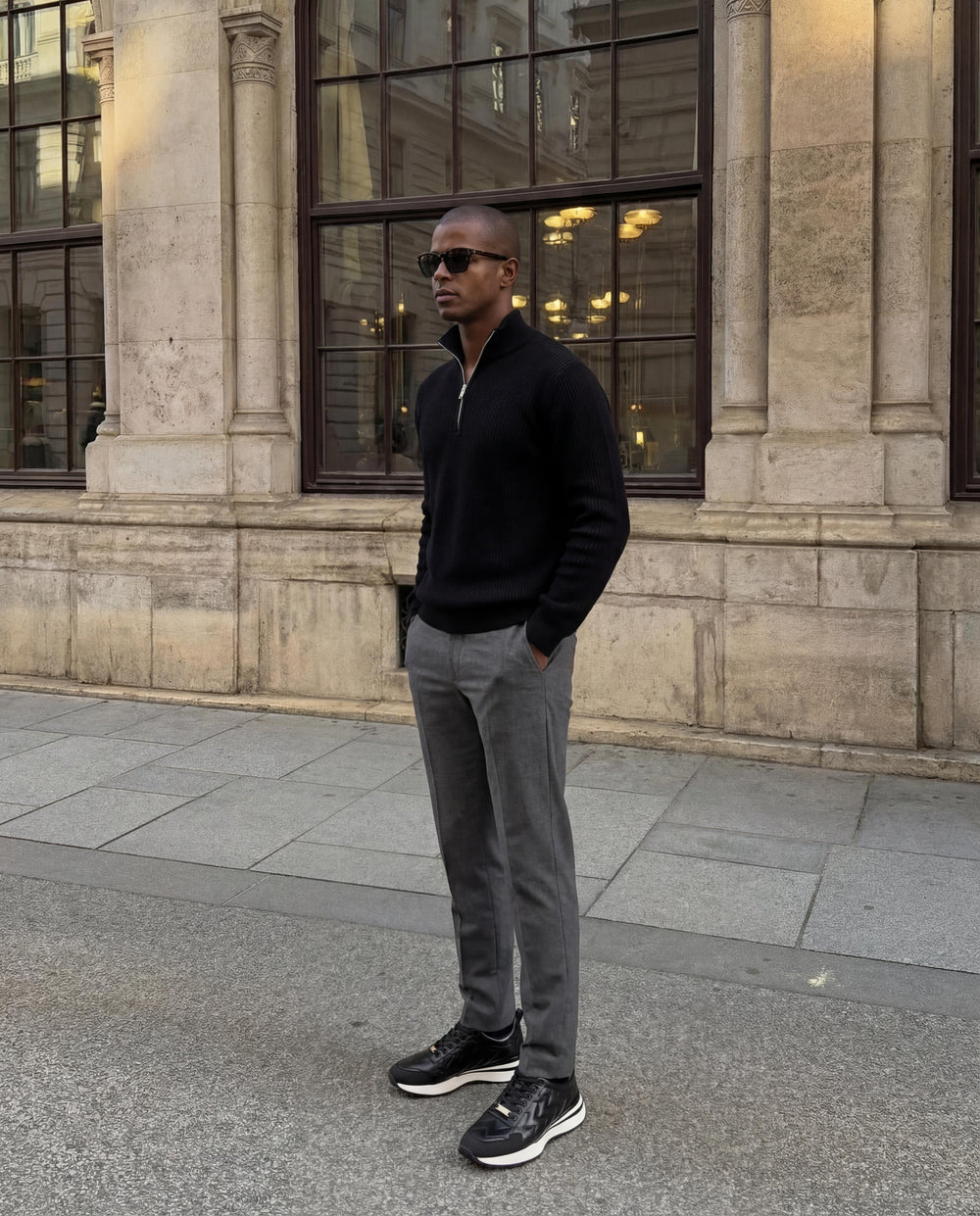 The Veneto Black Leather Sneaker - Vinci Leather