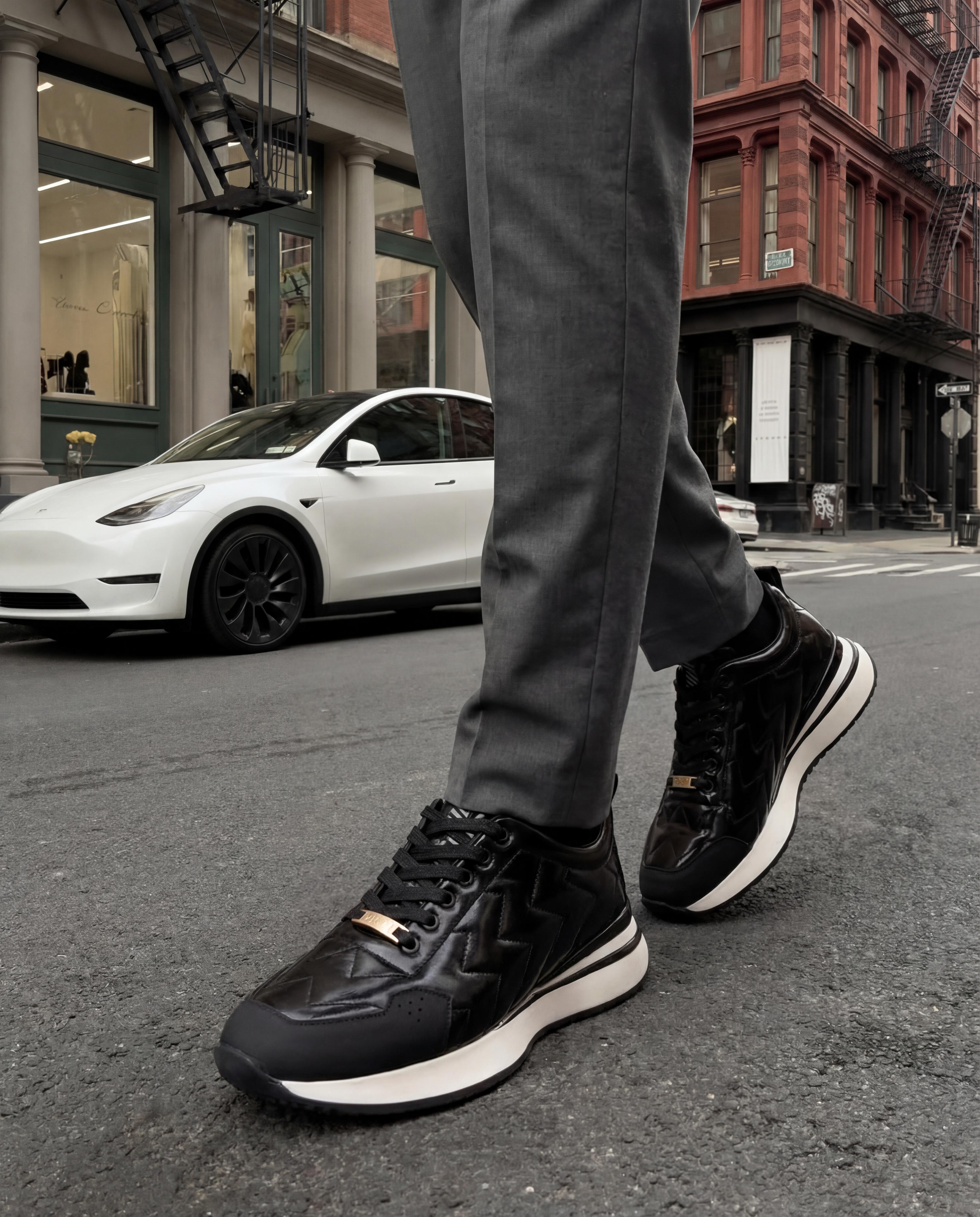 The Veneto Black Leather Sneaker - Vinci Leather