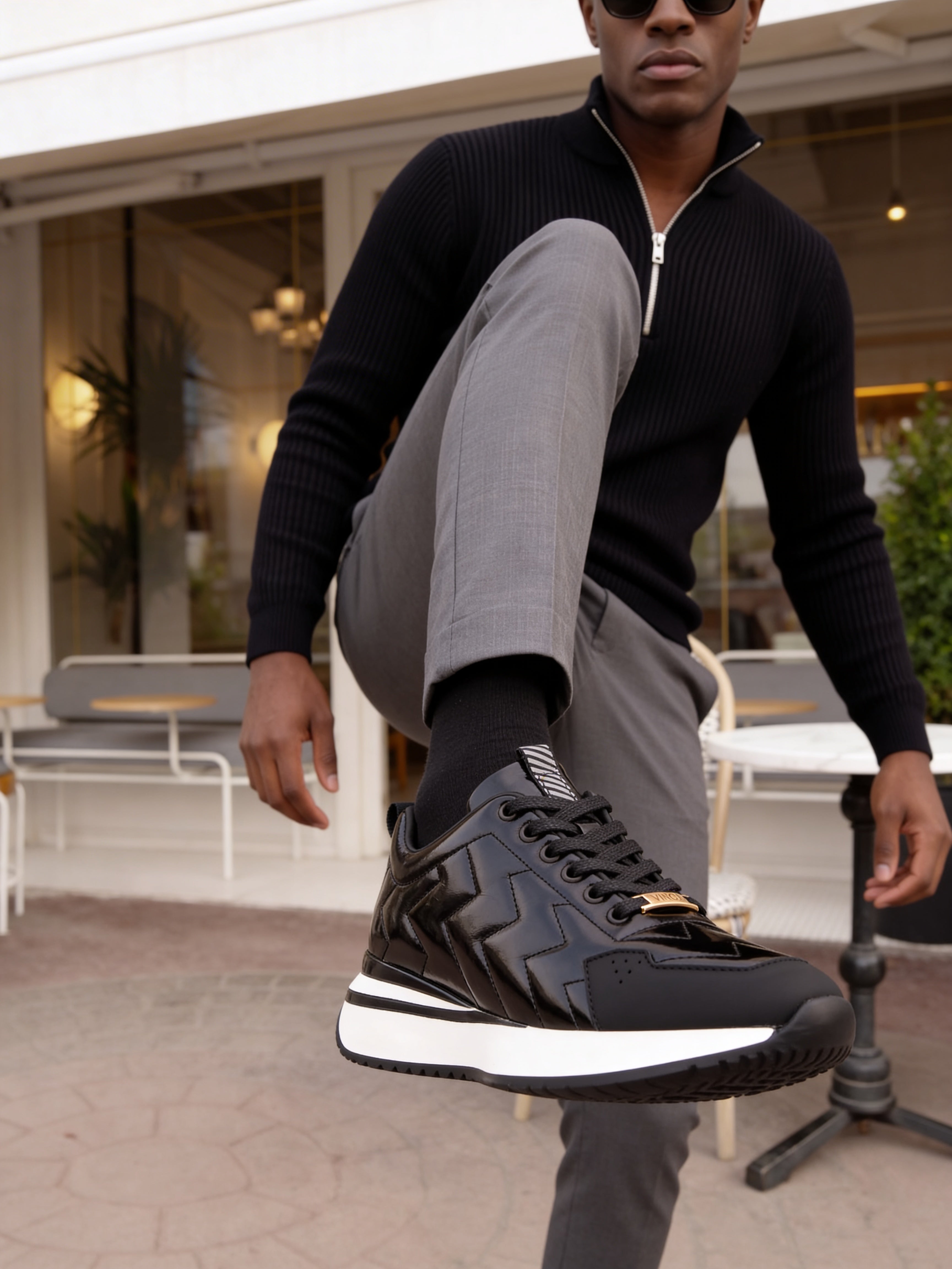 The Veneto Black Leather Sneaker - Vinci Leather