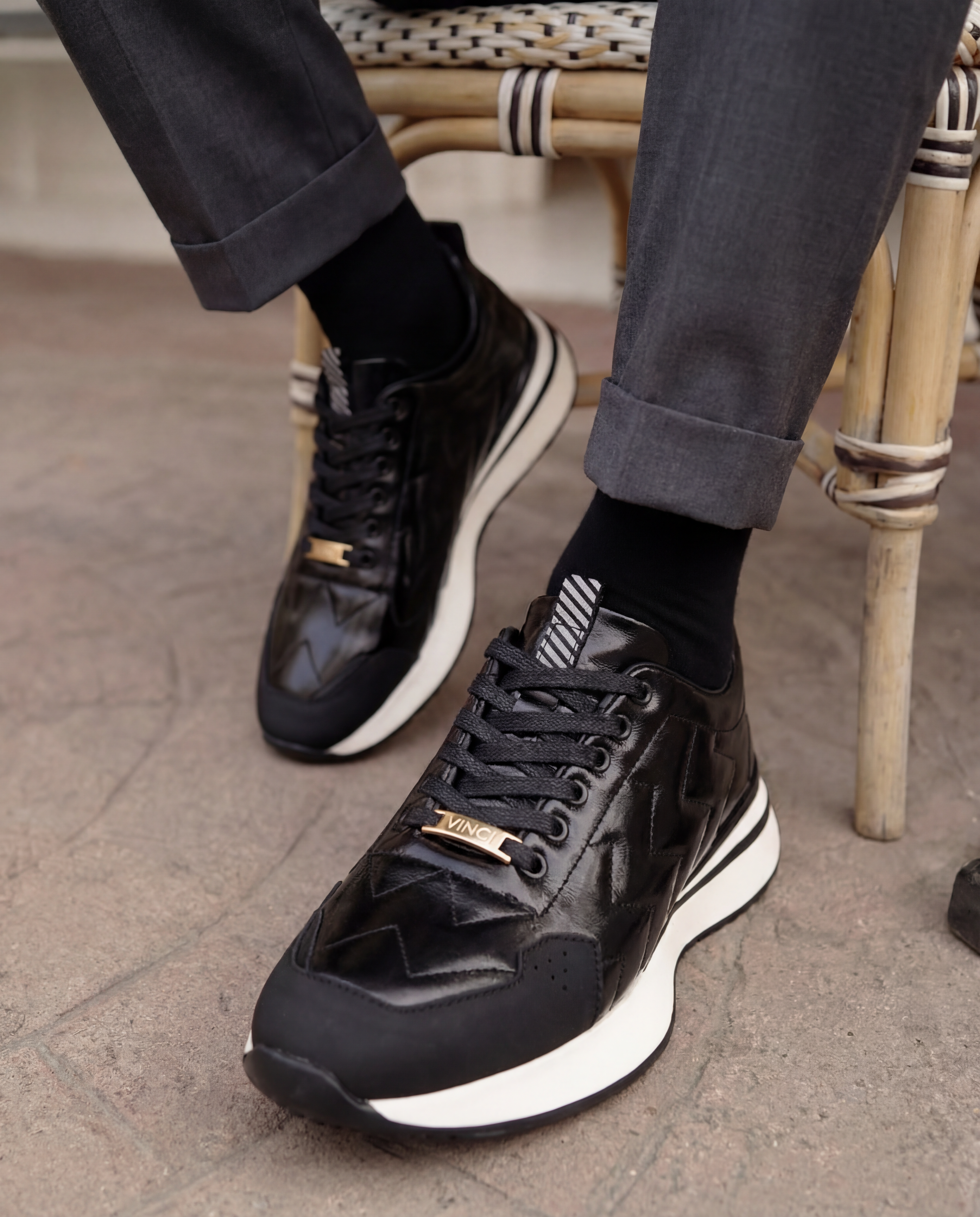 The Veneto Black Leather Sneaker - Vinci Leather