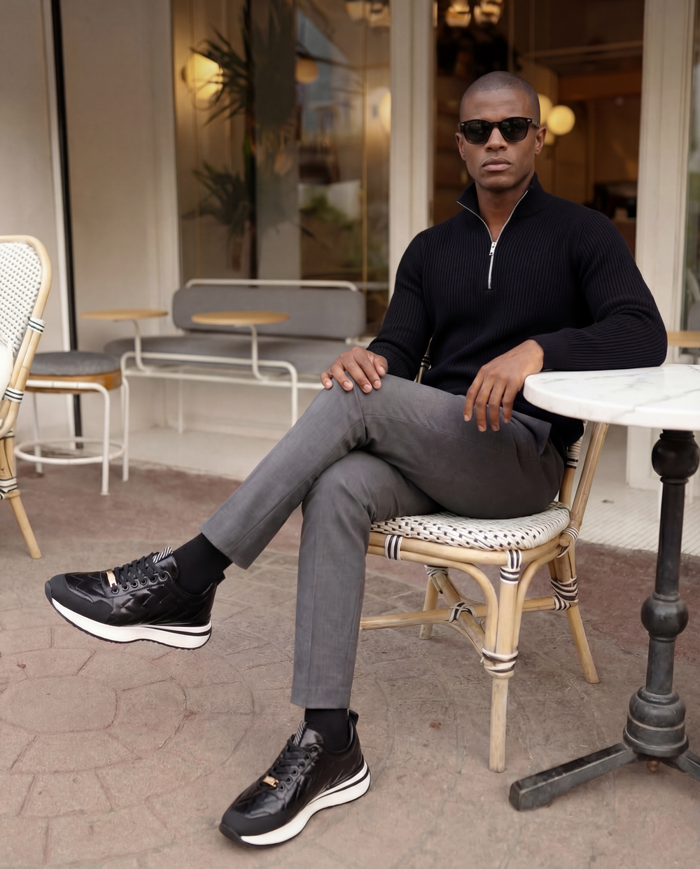 The Veneto Black Leather Sneaker - Vinci Leather