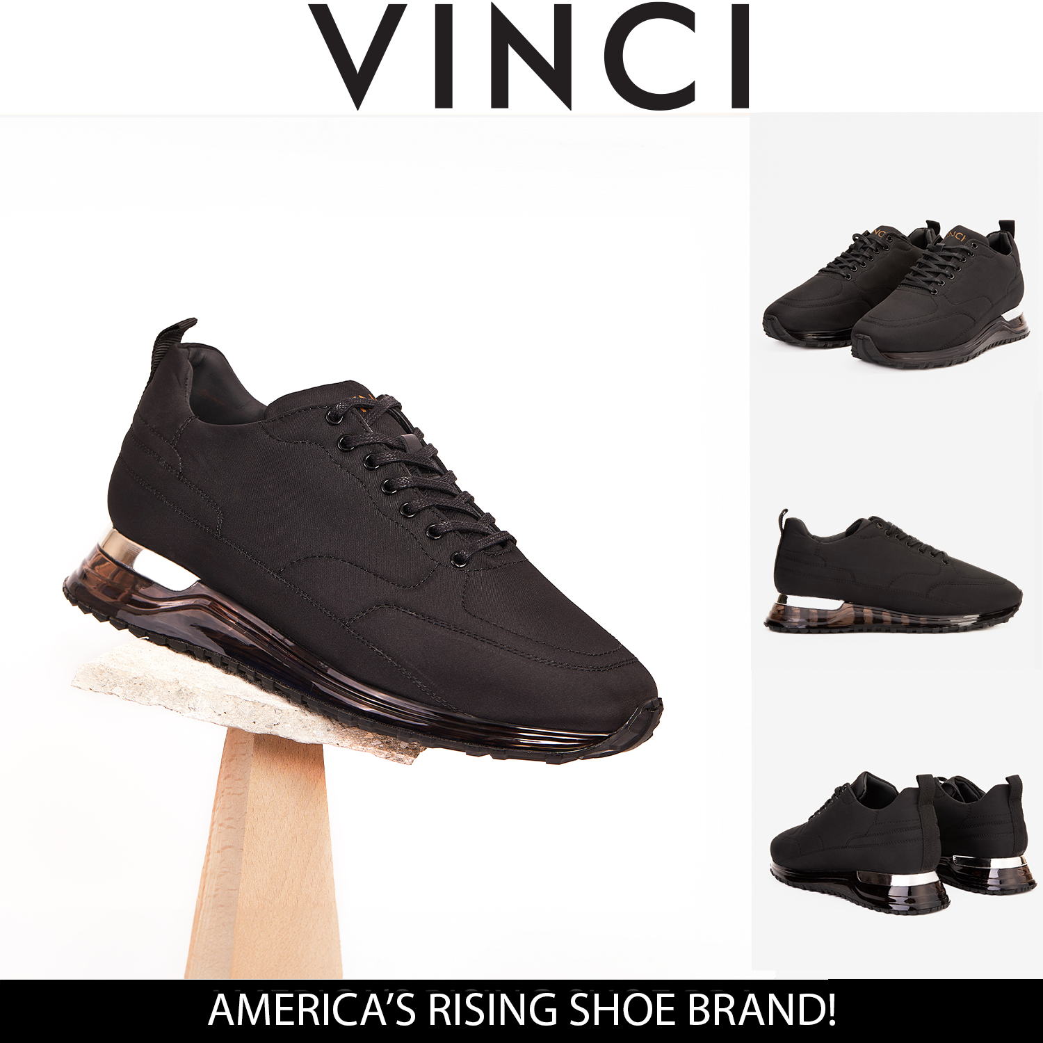 The Lexington Black Sneaker - Vinci Leather