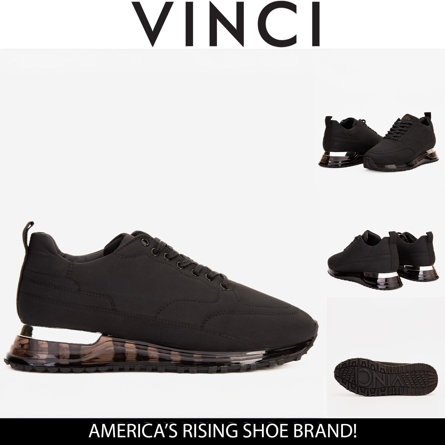 The Lexington Black Sneaker - Vinci Leather