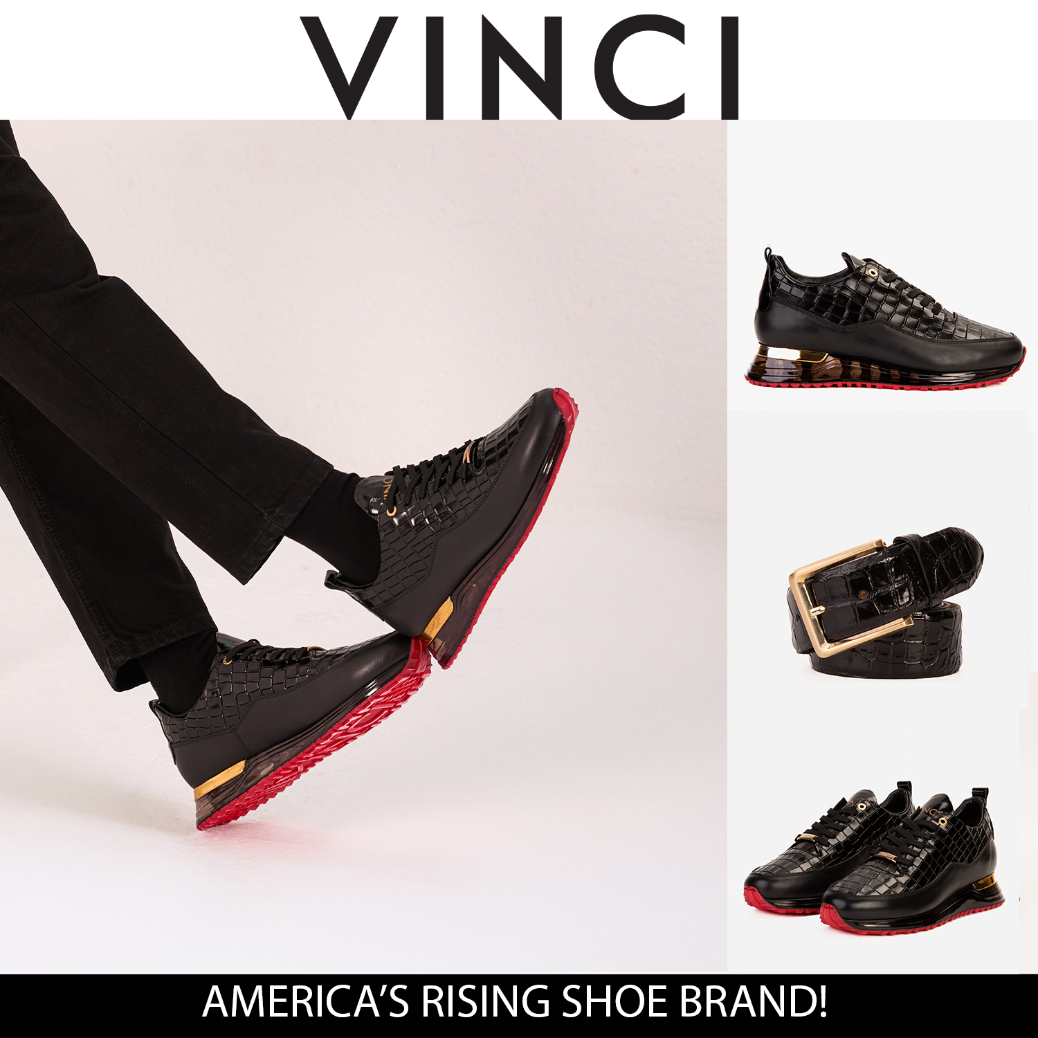 The Marseille Black Leather Sneaker - Vinci Leather