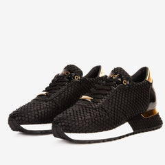 The Majesty Black Gold Leather Sneaker - Vinci Leather