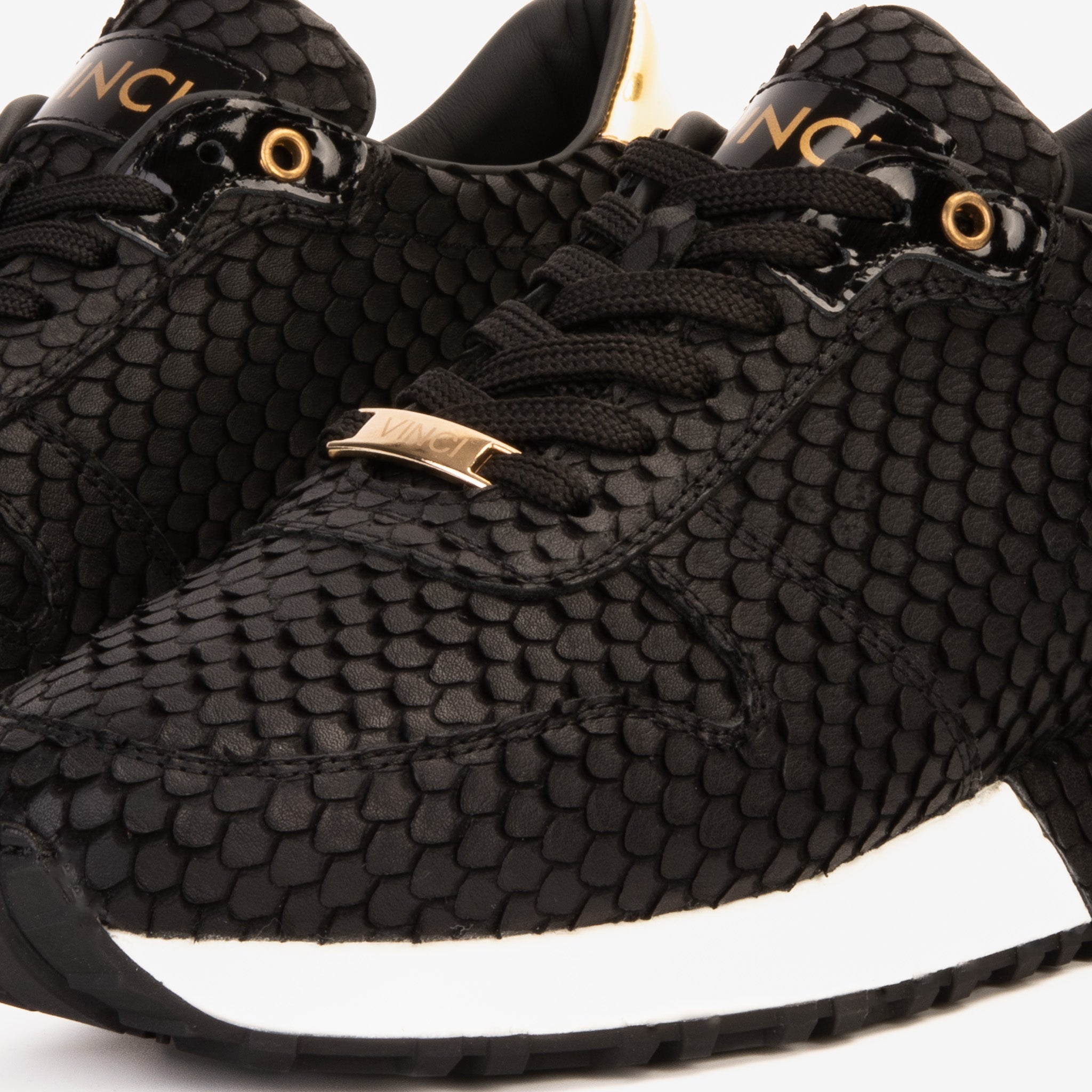 The Majesty Black Gold Leather Sneaker - Vinci Leather