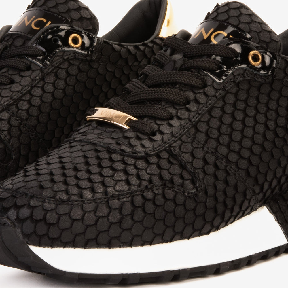 The Majesty Black Gold Leather Sneaker - Vinci Leather
