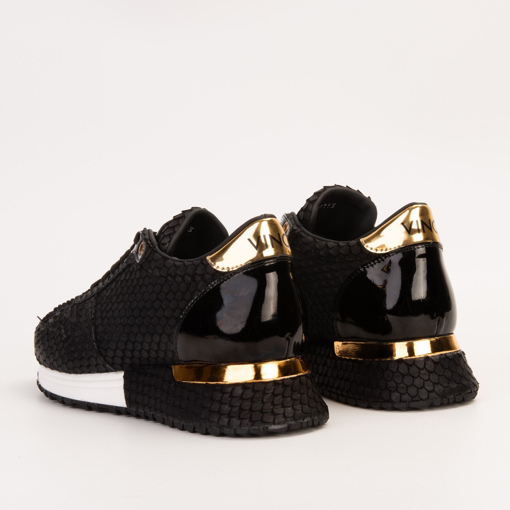 The Majesty Black Gold Leather Sneaker - Vinci Leather