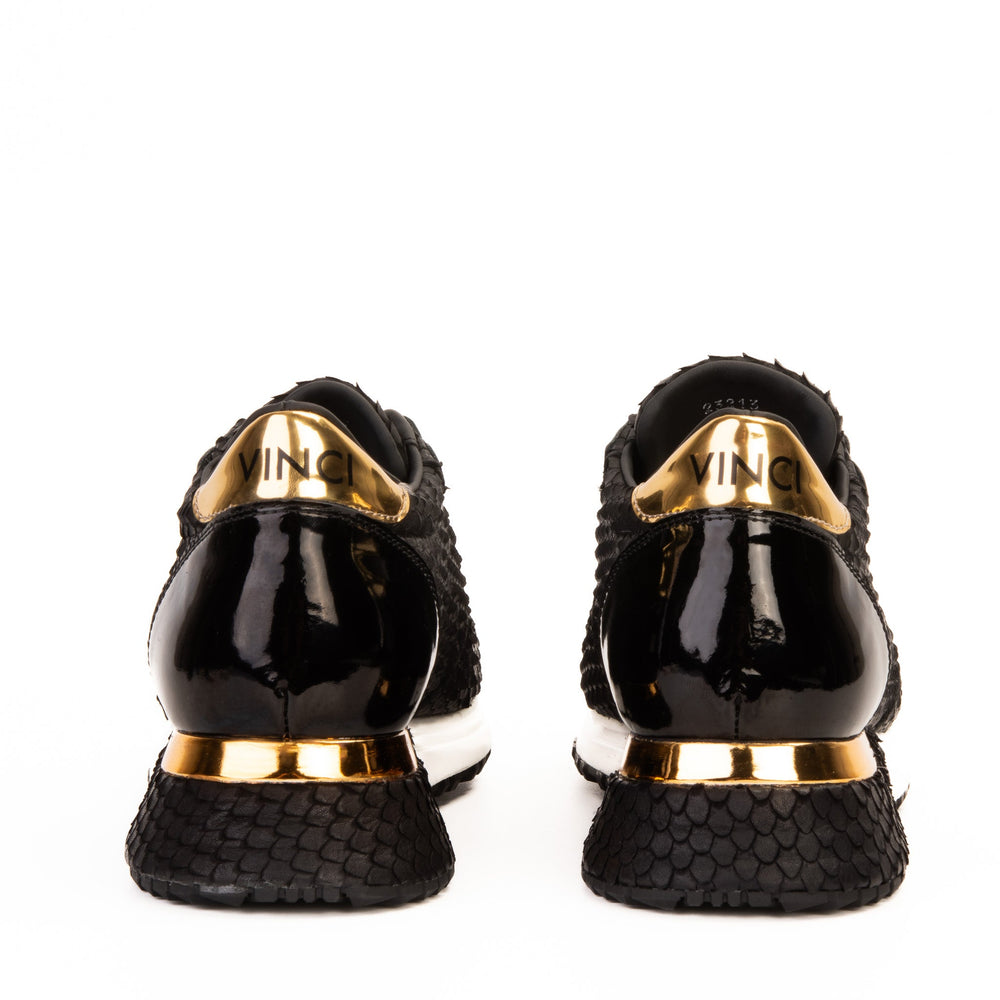 The Majesty Black Gold Leather Sneaker - Vinci Leather