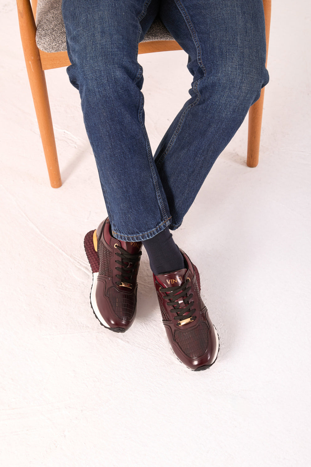The Empire Burgundy Leather Sneaker - Vinci Leather
