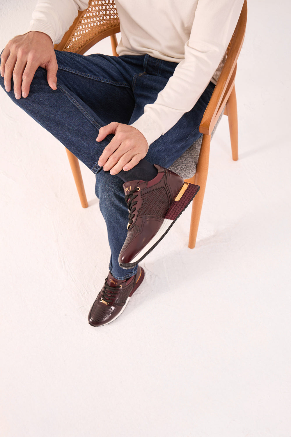 The Empire Burgundy Leather Sneaker - Vinci Leather