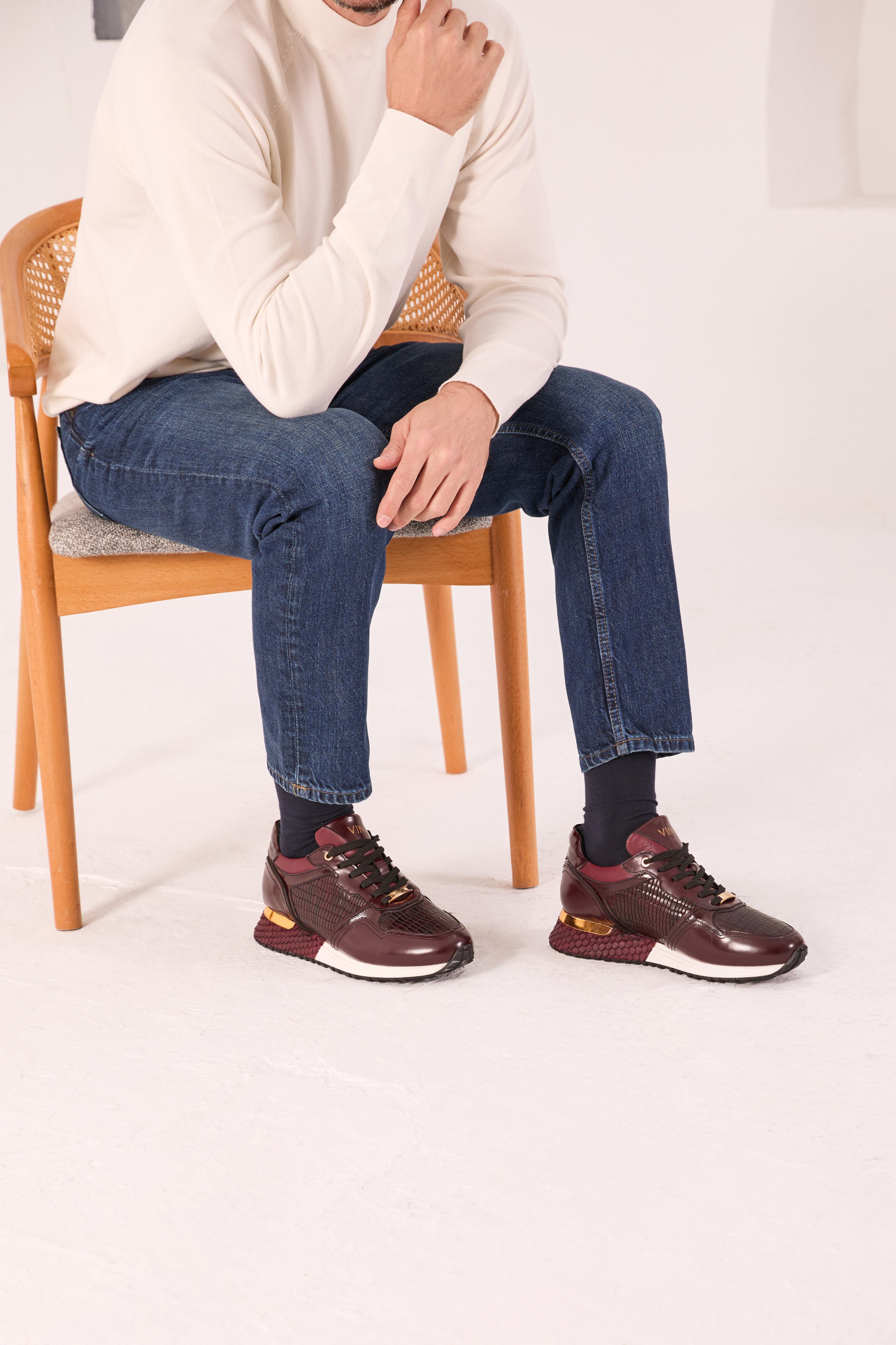 The Empire Burgundy Leather Sneaker - Vinci Leather