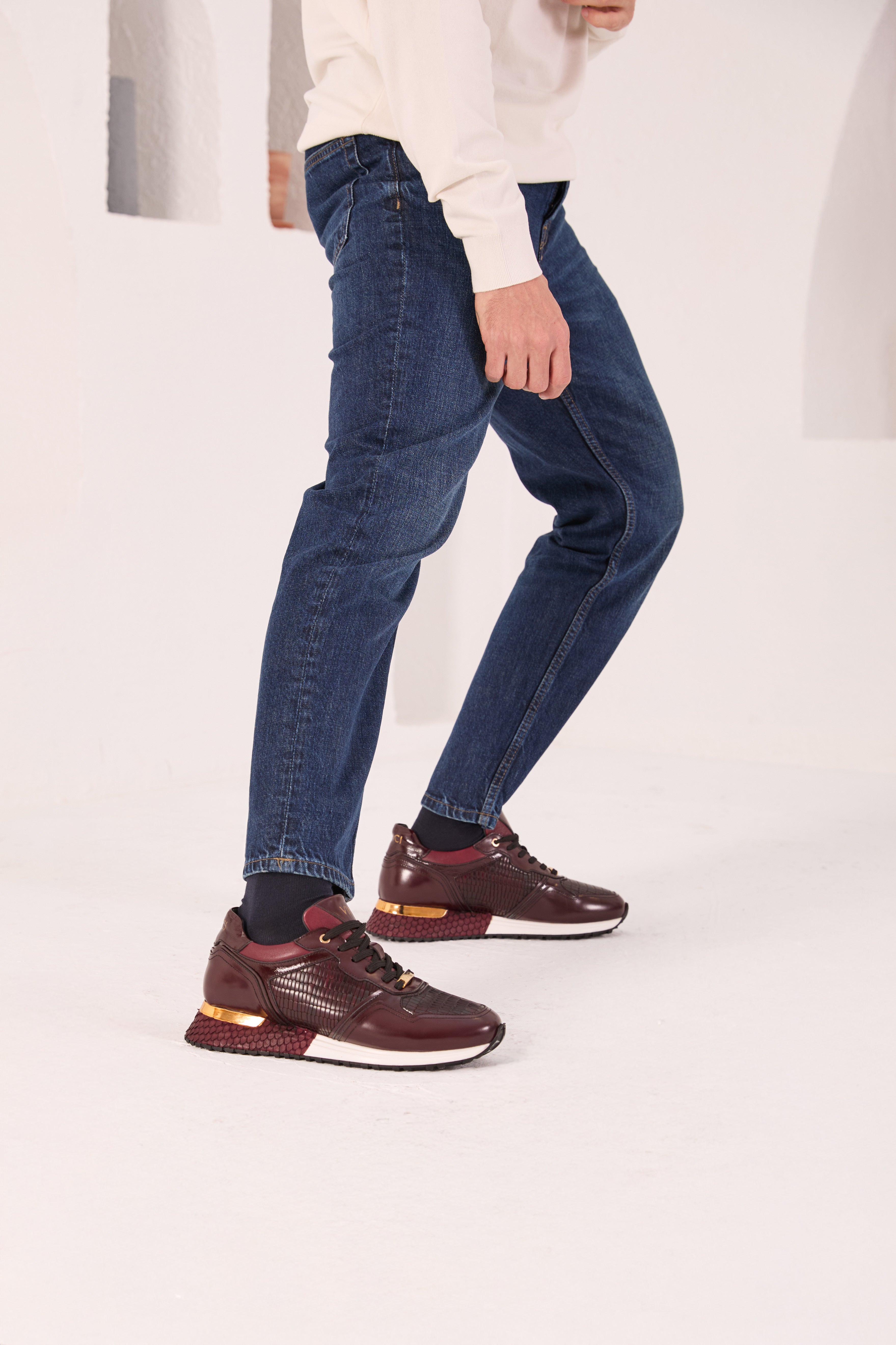The Empire Burgundy Leather Sneaker - Vinci Leather