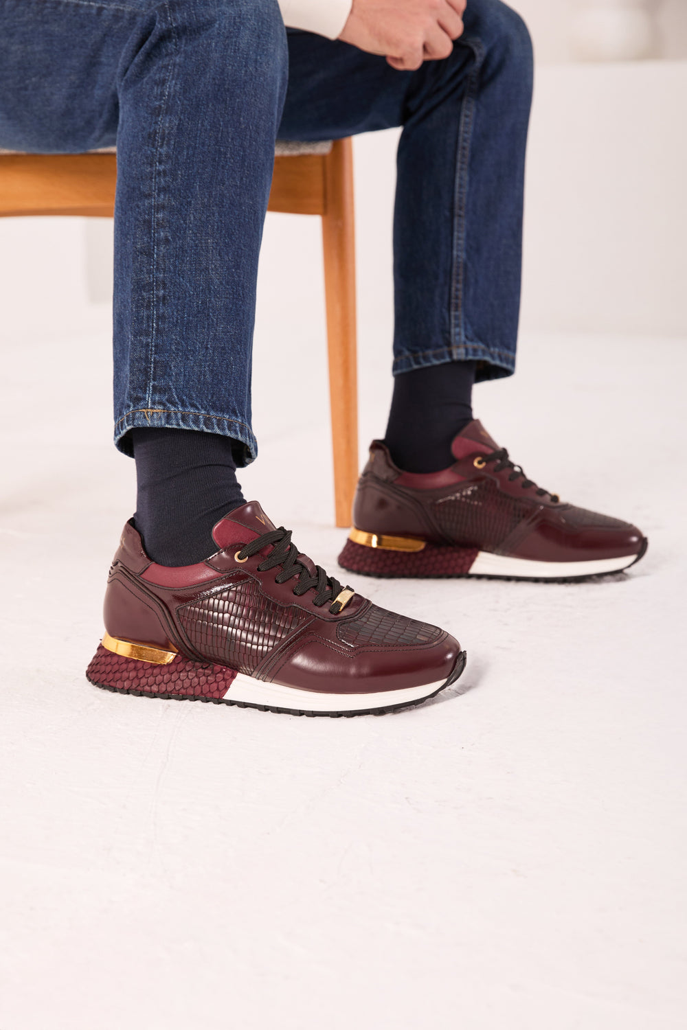 The Empire Burgundy Leather Sneaker - Vinci Leather