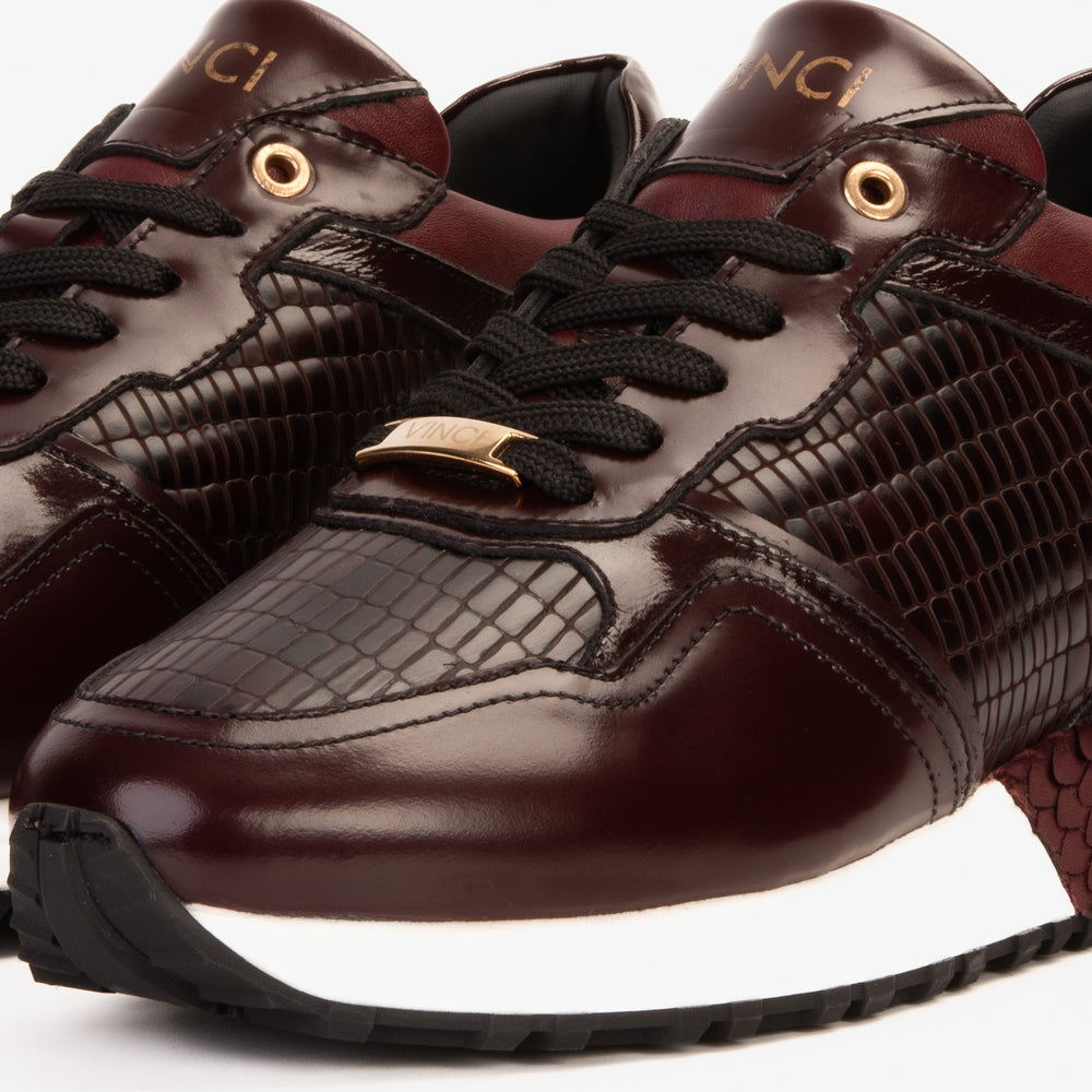 The Empire Burgundy Leather Sneaker - Vinci Leather