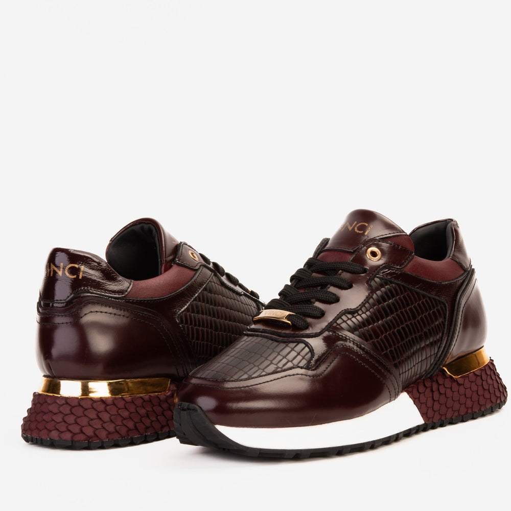 The Empire Burgundy Leather Sneaker - Vinci Leather