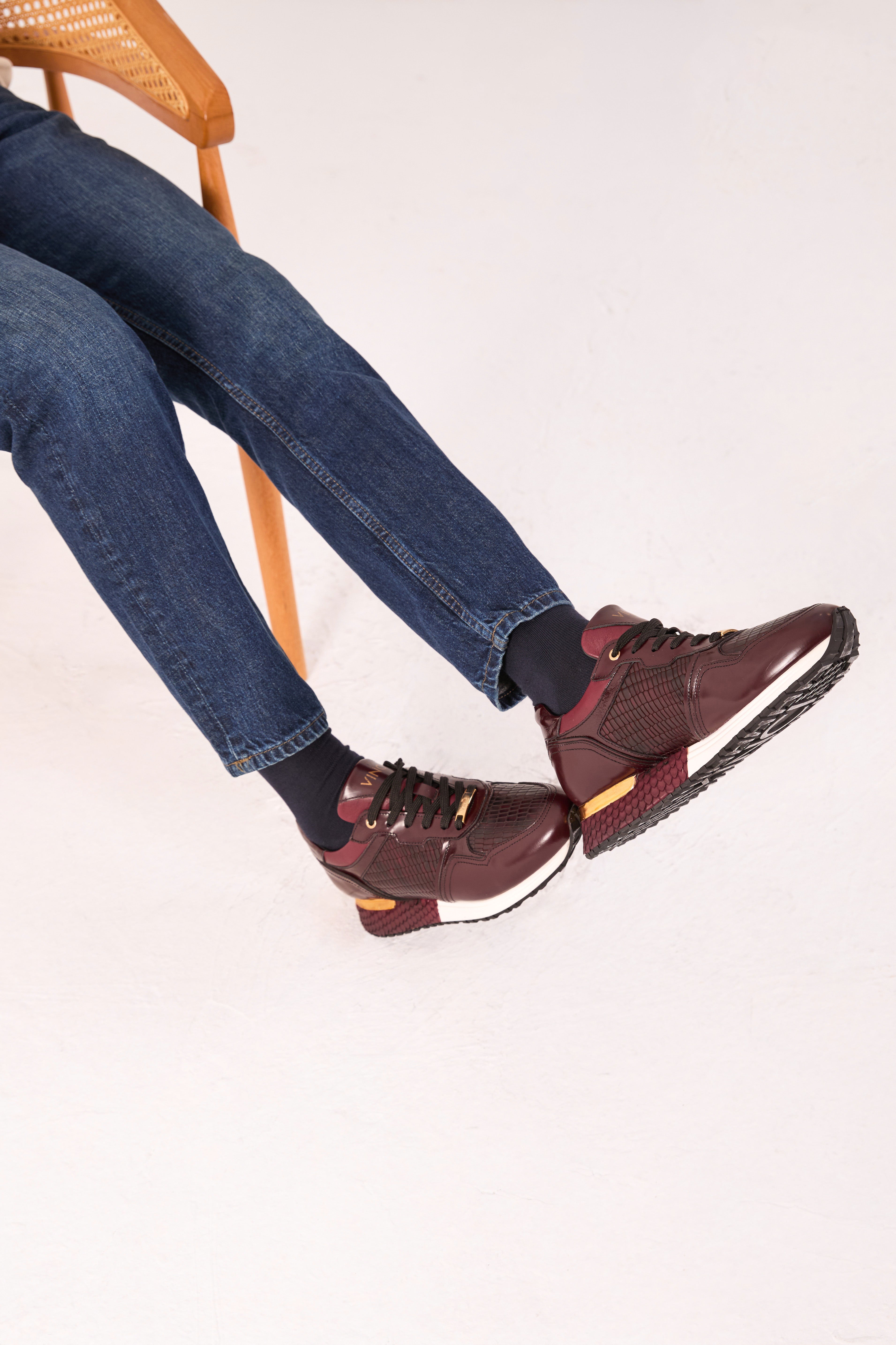 The Empire Burgundy Leather Sneaker - Vinci Leather