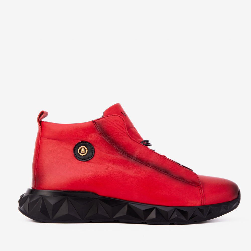 The Vertex Red Leather Men's Sneaker - Vinci Leather